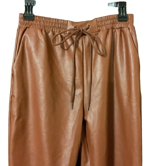 21 Saints Elastic Waist Faux Leather Jogger Size Small Cognac/copper Color - Picture 4 of 6